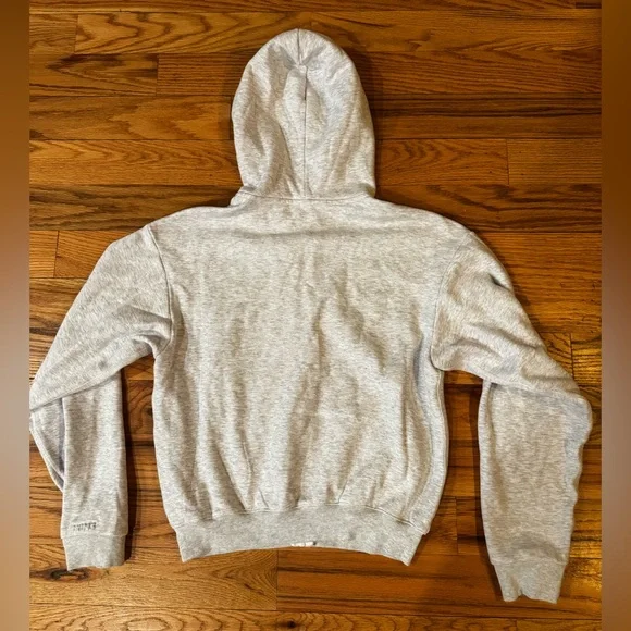 SKIMS Cotton Fleece Classic Zip Hoodie in Light Heather Gray - Picture 4 of 7